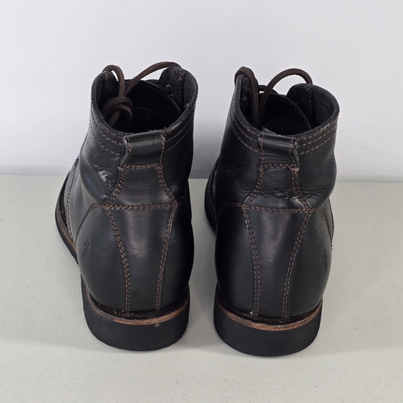 Frye Men’s Black Leather Lace-Up Boots Size 9.5 Heritage Antiqued Style - Picture 4 of 14